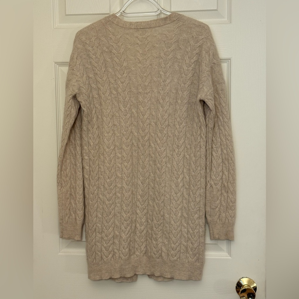 Garnet Hill Cashmere Cable Knit Open Cardigan - Picture 3 of 16